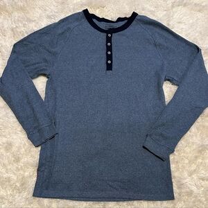 LEVI STRAUSS & CO. Men's Knit Ribbed Long Sleeve Henley Blue Sz. Large